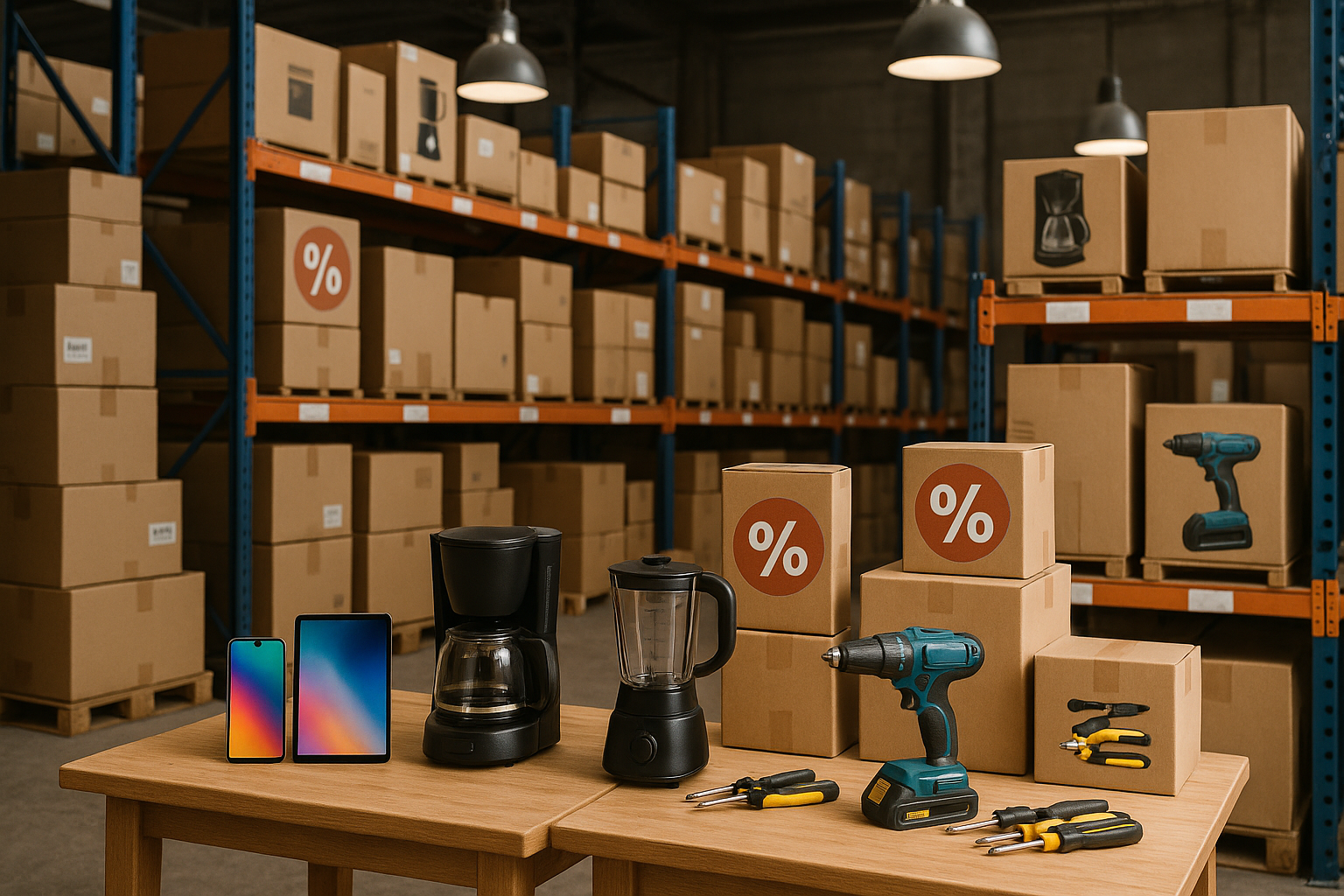 Realistic warehouse hero banner